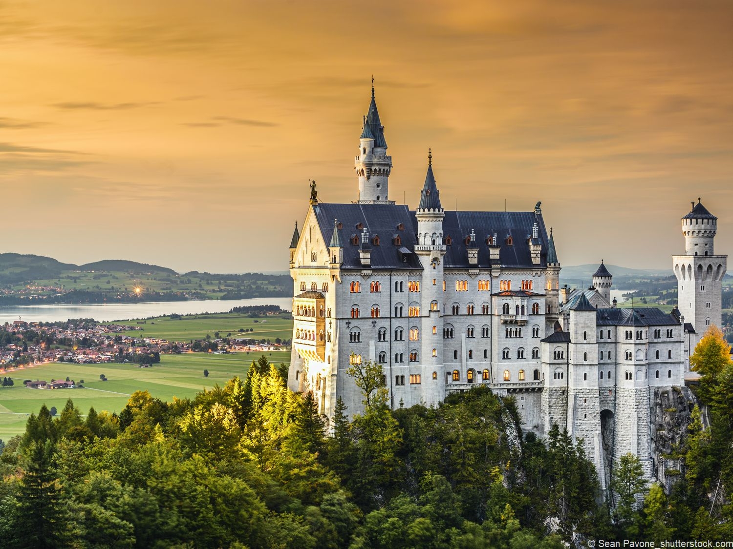 Sonnenuntergang Schloss Neuschwanstein